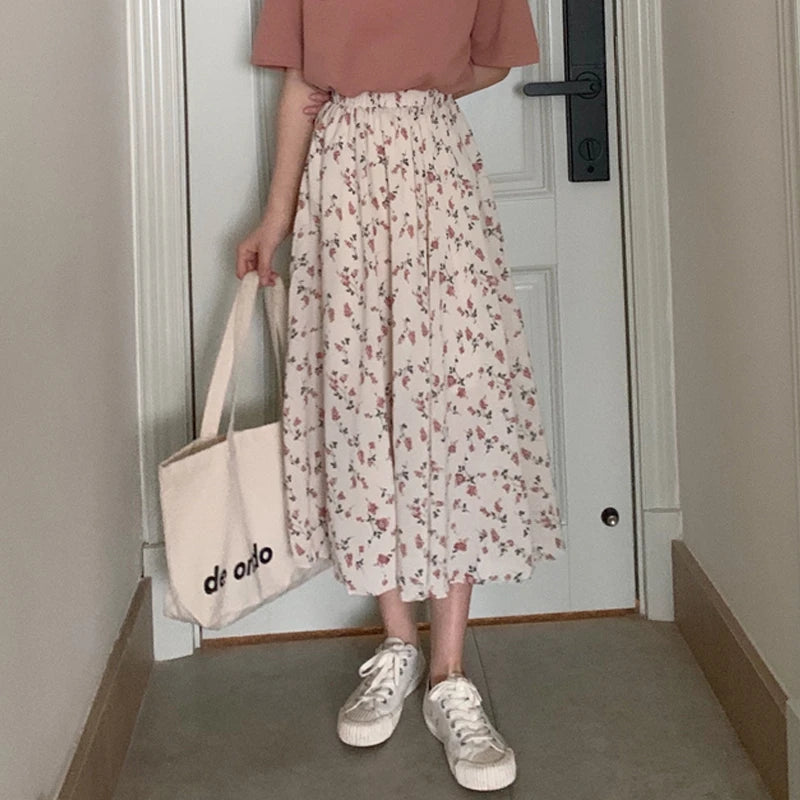 Floral Pleated Midi Skirts