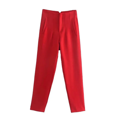 Office Style Straight Leg High Waist Trousers