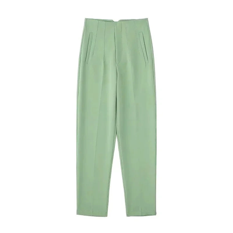 Office Style Straight Leg High Waist Trousers