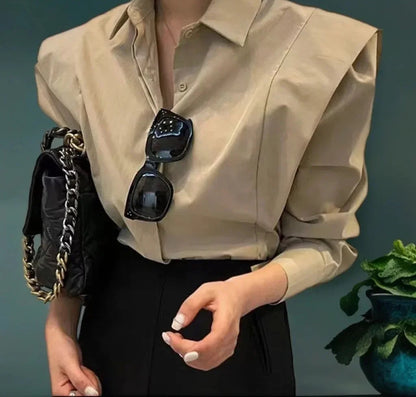 Long Sleeve Loose Fit Office Blouse