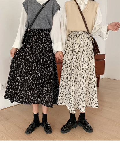 Floral Pleated Midi Skirts