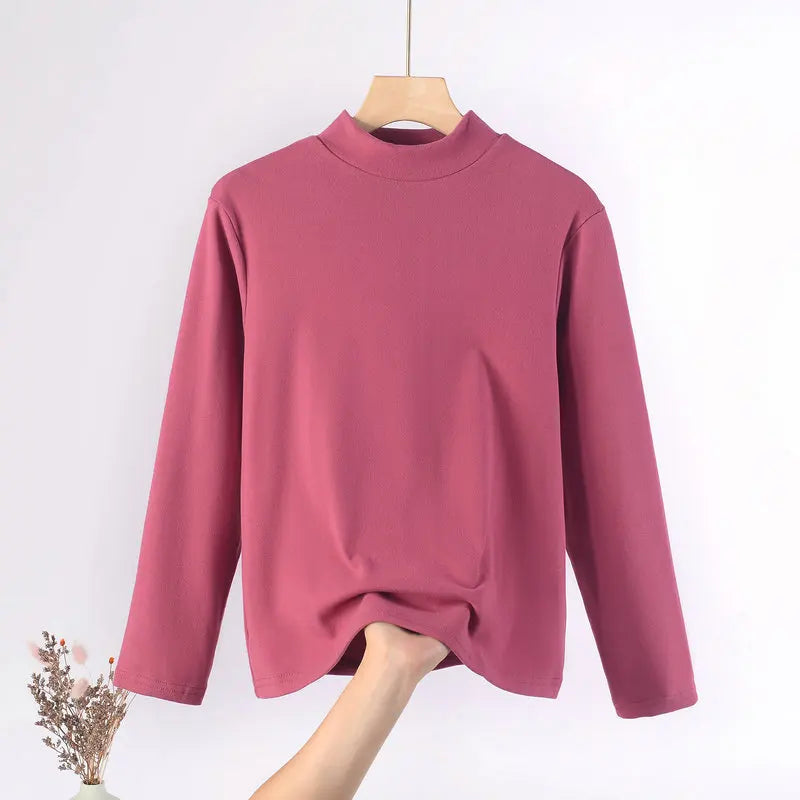 Plus Size Solid Long Sleeve Top