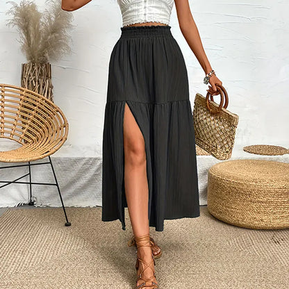 High Waist Leg Split Maxi Skirt