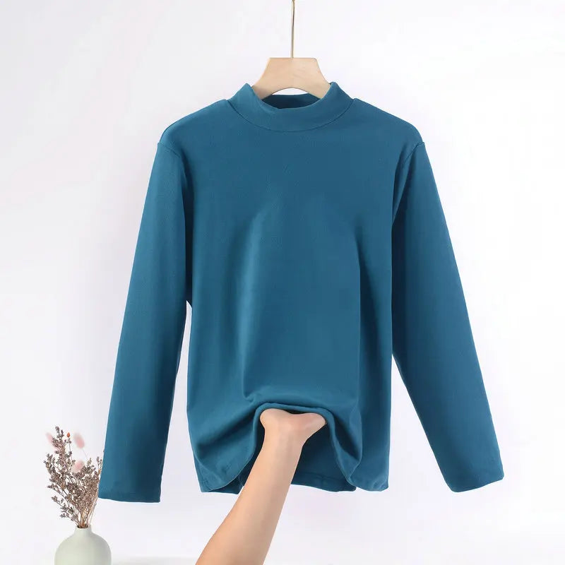 Plus Size Solid Long Sleeve Top