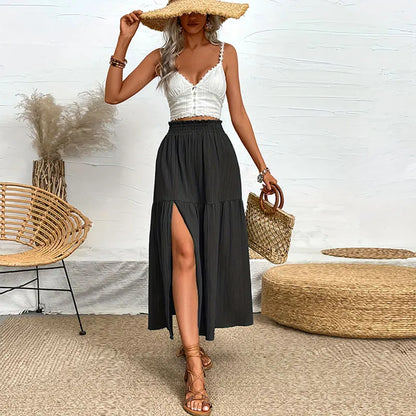 High Waist Leg Split Maxi Skirt