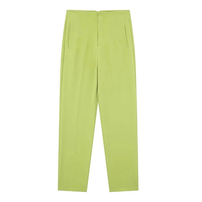 Office Style Straight Leg High Waist Trousers