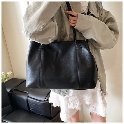 Large Zipper PU Leather Bag