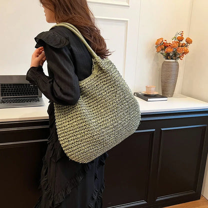 Large Straw Tote Handbag