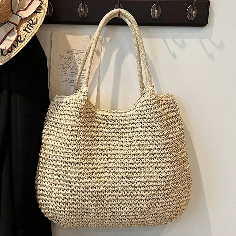 Large Straw Tote Handbag