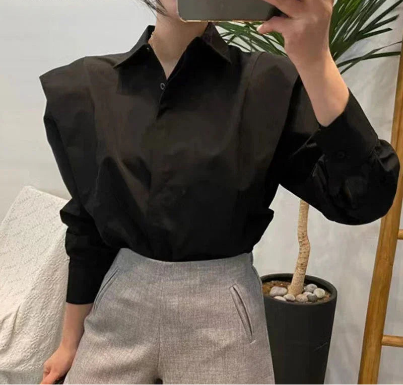 Long Sleeve Loose Fit Office Blouse