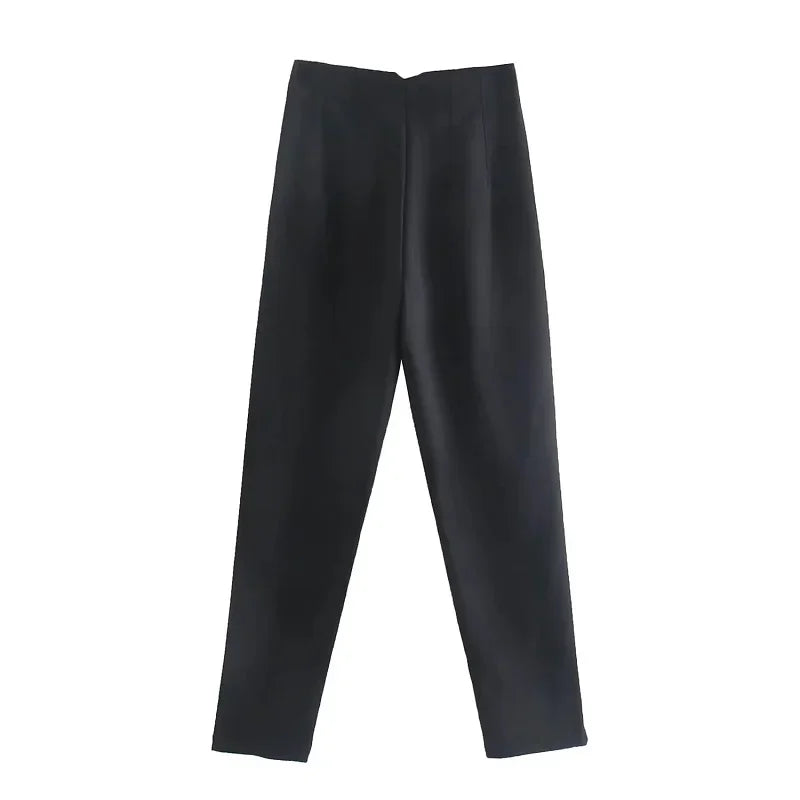 Office Style Straight Leg High Waist Trousers