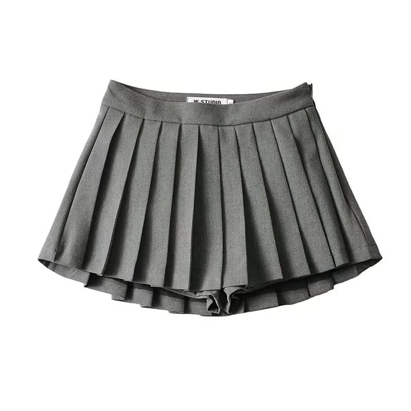 Pleated High Waist Mini Skirt