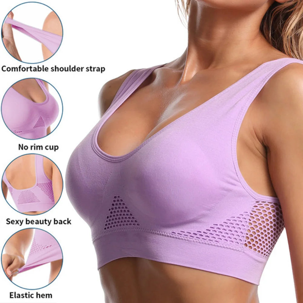 Plus Size Seamless Mesh Sports Bras