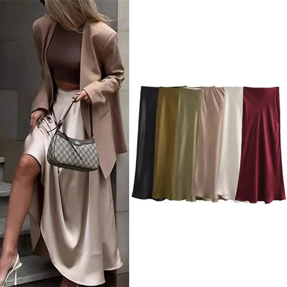 Satin High Waist Skirt