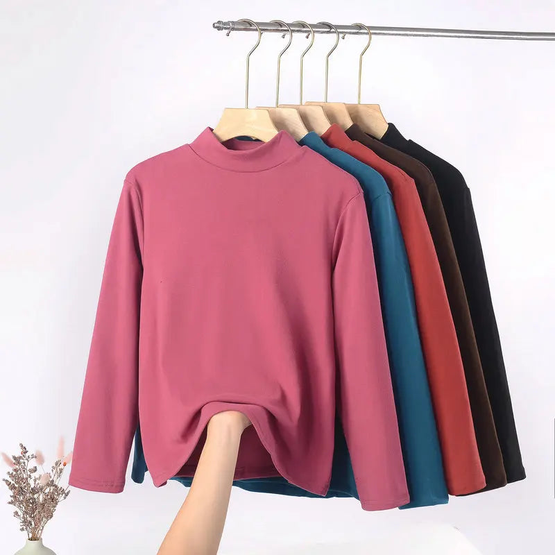 Plus Size Solid Long Sleeve Top