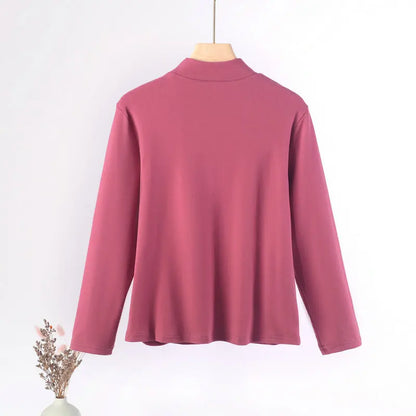 Plus Size Solid Long Sleeve Top