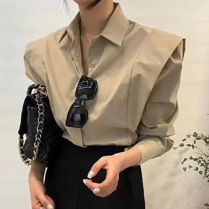 Long Sleeve Loose Fit Office Blouse