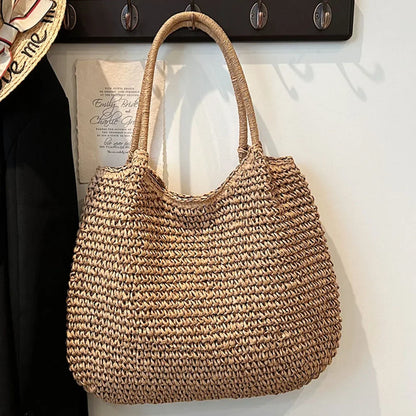 Large Straw Tote Handbag