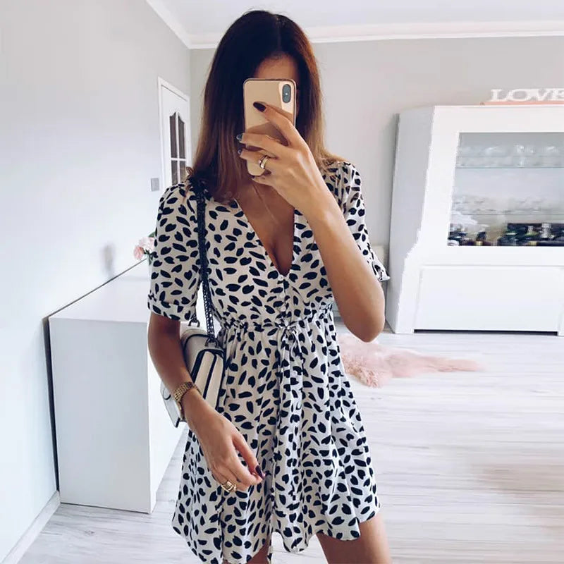 Dot Print Summer Wrap Dress