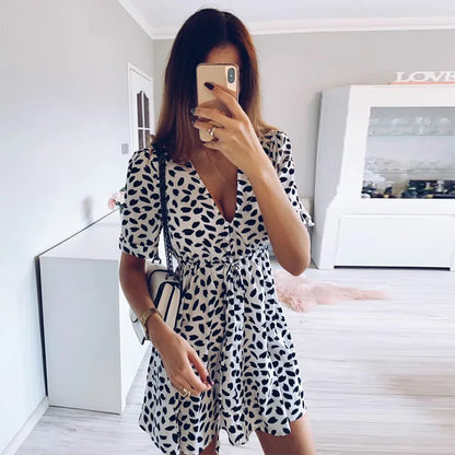 Dot Print Summer Wrap Dress