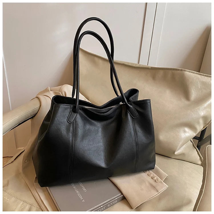 Large Zipper PU Leather Bag