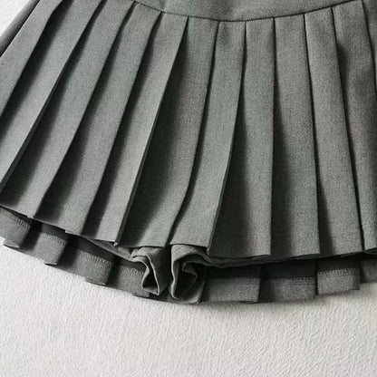 Pleated High Waist Mini Skirt