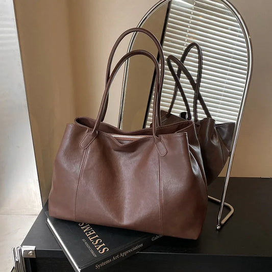 Large Zipper PU Leather Bag