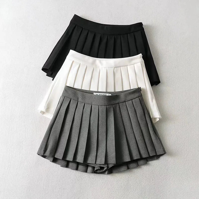 Pleated High Waist Mini Skirt