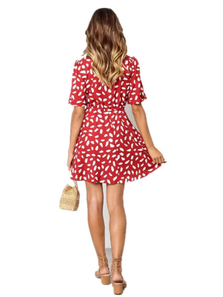 Dot Print Summer Wrap Dress