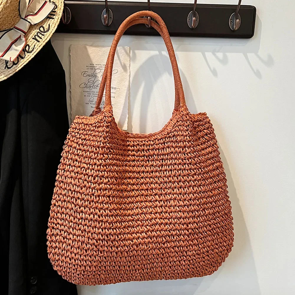 Large Straw Tote Handbag