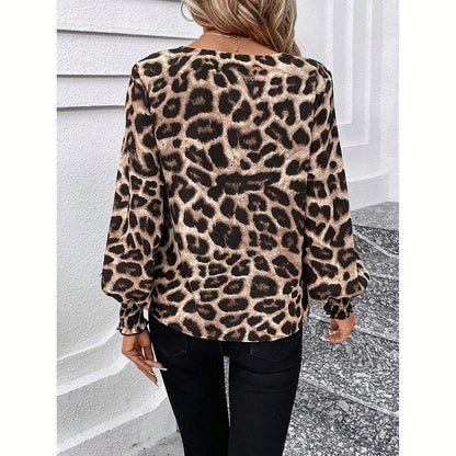 Leopard Print V-Neck Blouse