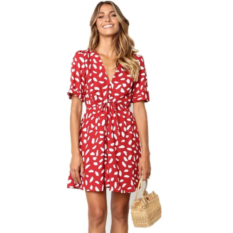 Dot Print Summer Wrap Dress