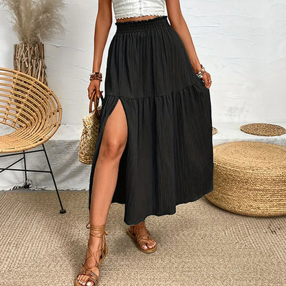 High Waist Leg Split Maxi Skirt