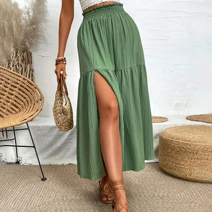 High Waist Leg Split Maxi Skirt