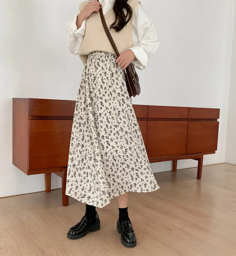 Floral Pleated Midi Skirts