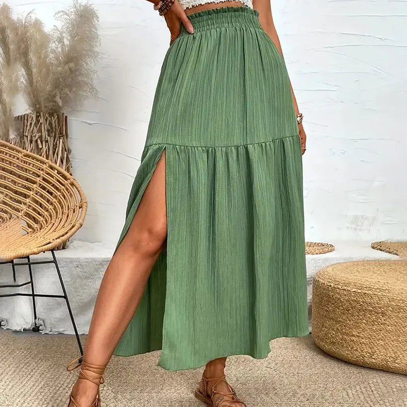 High Waist Leg Split Maxi Skirt