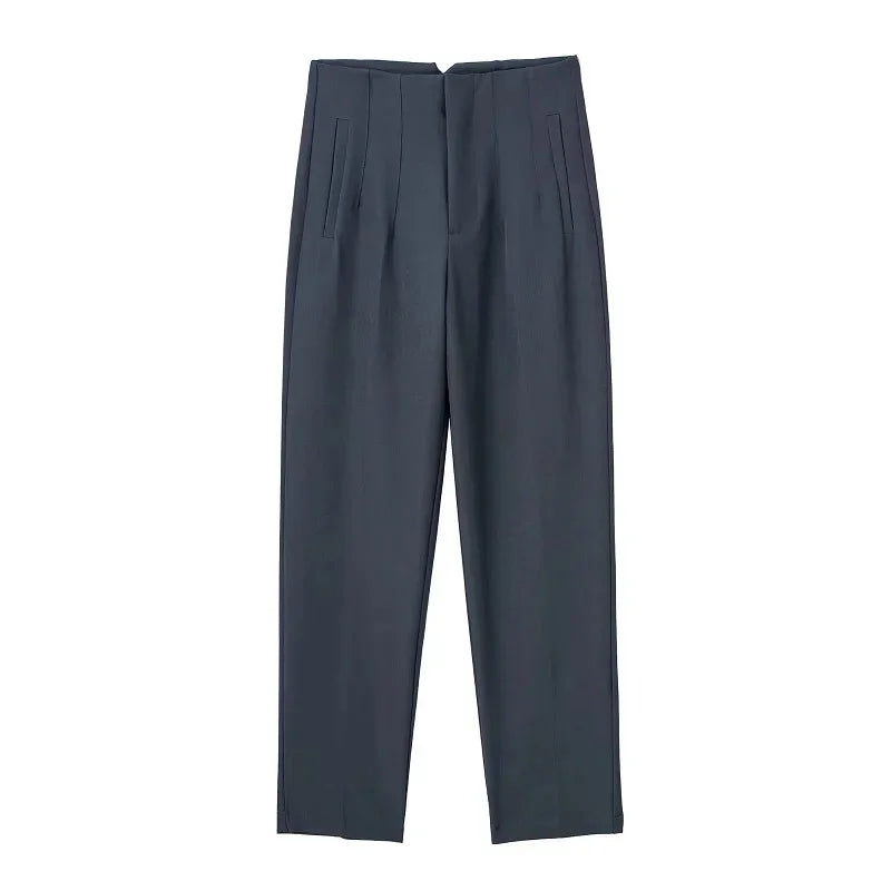 Office Style Straight Leg High Waist Trousers