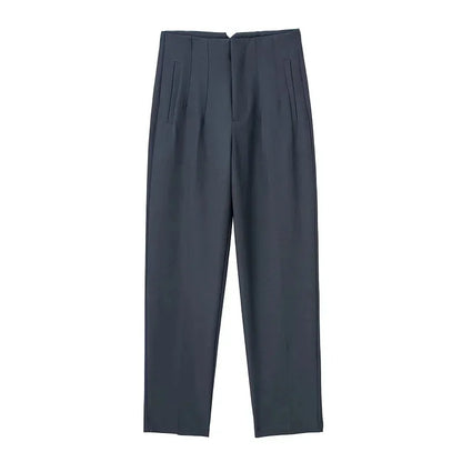 Office Style Straight Leg High Waist Trousers