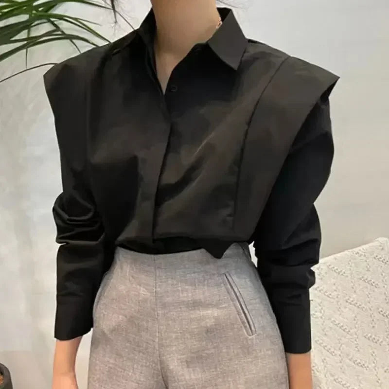 Long Sleeve Loose Fit Office Blouse