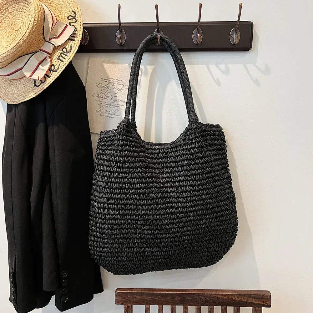 Large Straw Tote Handbag