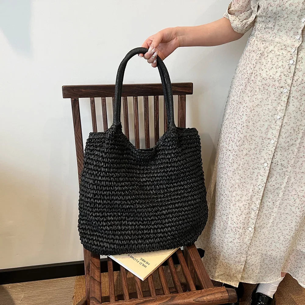 Large Straw Tote Handbag