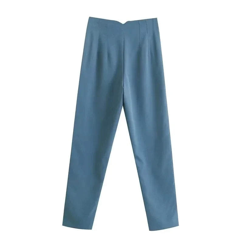 Office Style Straight Leg High Waist Trousers