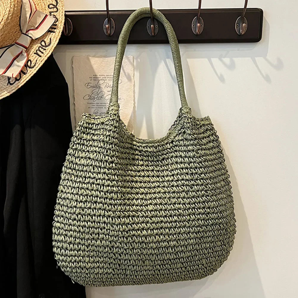 Large Straw Tote Handbag