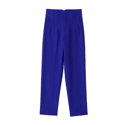 Office Style Straight Leg High Waist Trousers