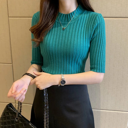 Short Sleeve Ribbed Blouse