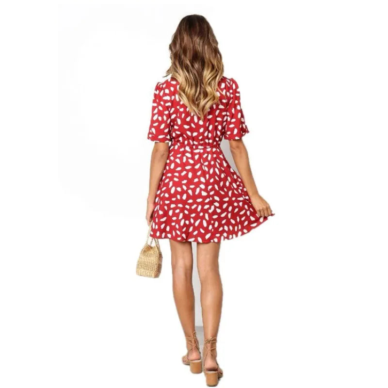 Dot Print Summer Wrap Dress