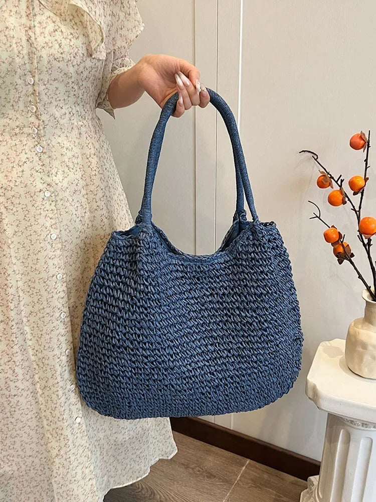 Large Straw Tote Handbag