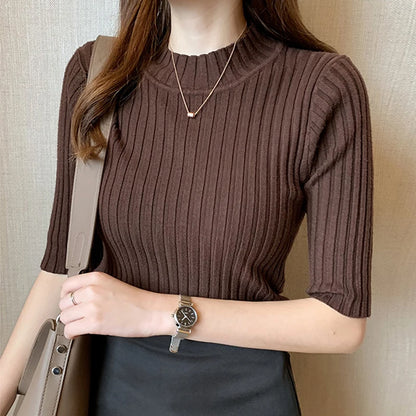 Short Sleeve Ribbed Blouse