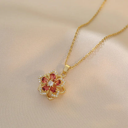 Rotational Flower Pendant Necklace