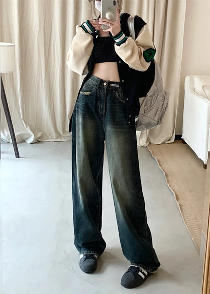 Harajuku Style Wide Leg High Waist Denim Jeans